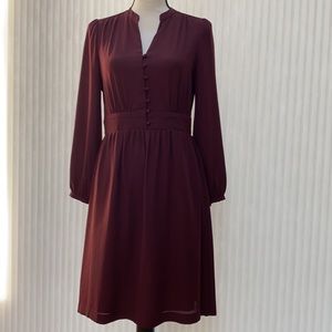 Banana Republic long sleeve midi dress burgundy size 4